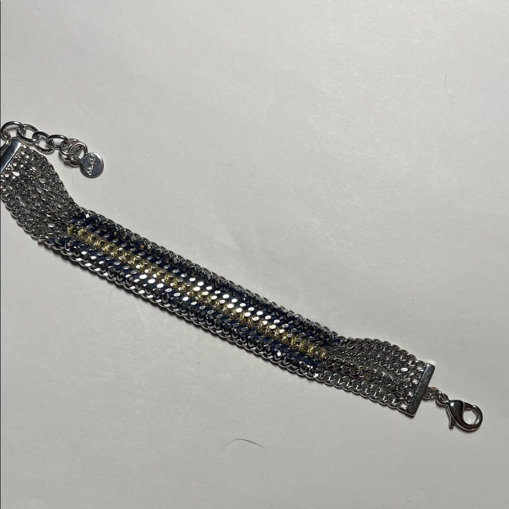 Stella and Dot Tessa bracelet blue and Silver and Gold chain bracelet